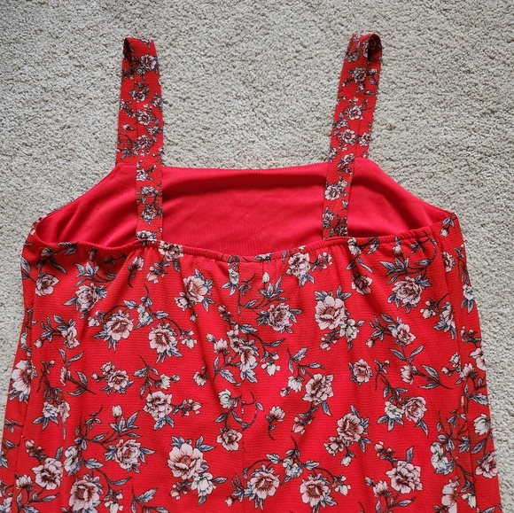 Studio B by Bobeau Boho Red FloralMaxi Dress  Size L - Picture 4 of 8